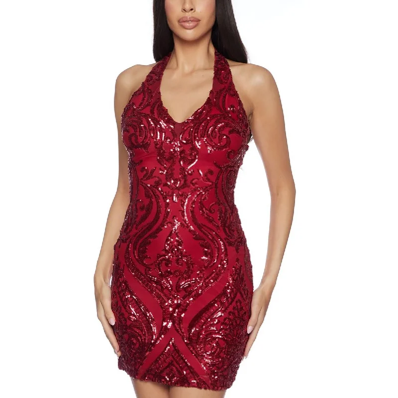 Women's Fashion Essentials Womens Sequined Polyester Halter Dress