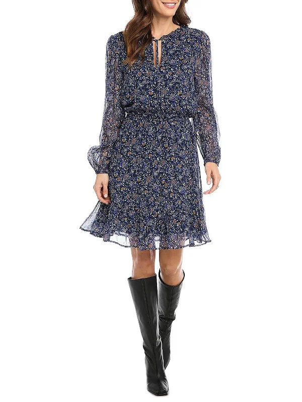 Elegant Women's Clothing Online Womens Floral Knee Fit & Flare Dress