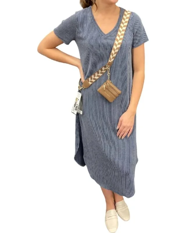 Women's Professional Clothes Ribbed V-Neck Maxi Dress In Grey