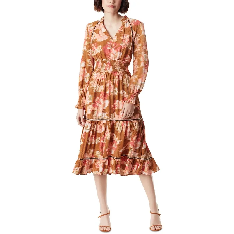 Women's Clothes For Work Womens Tiered Floral Print Fit & Flare Dress