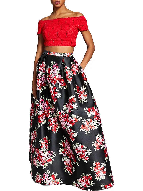 Women's Vacation Clothes Juniors Womens 2PC Floral Two Piece Dress
