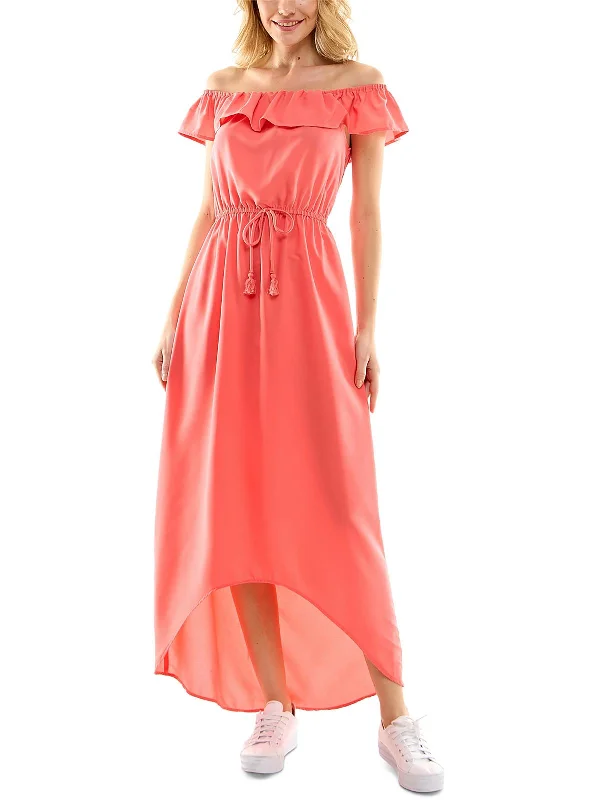 Stylish Everyday Clothing Womens Hi-Low Off-The-Shoulder Maxi Dress
