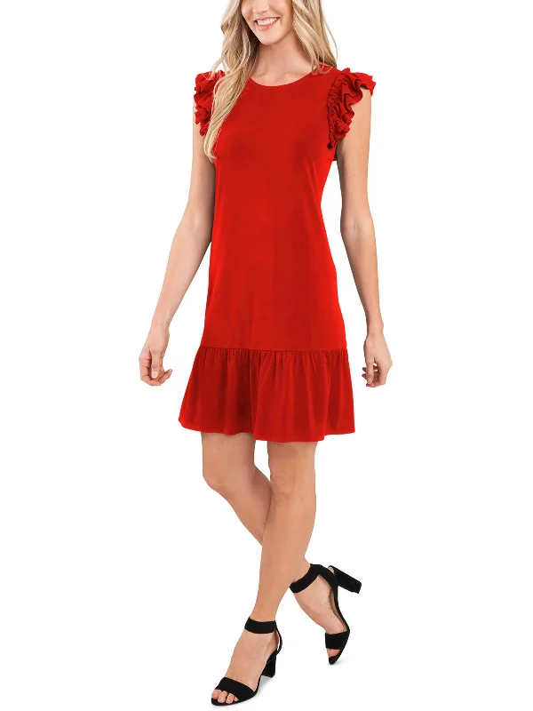 Women's Vacation Garments Womens Flutter Sleeve Short Wear to Work Dress