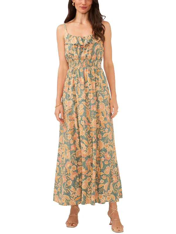 Fashionable Tops for Women Womens Floral Print Ruffled Maxi Dress