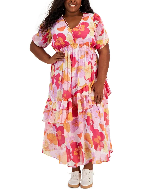 Women's Chic Outerwear Garments Plus Womens Floral Print Long Maxi Dress