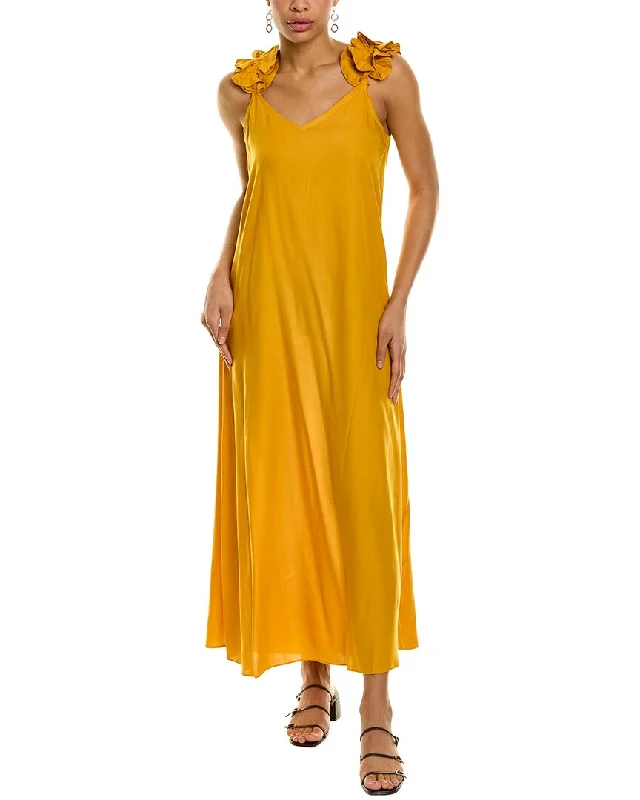 Trendy Athleisure Clothing For Women Vince Camuto Ruffle Shoulder Maxi Dress
