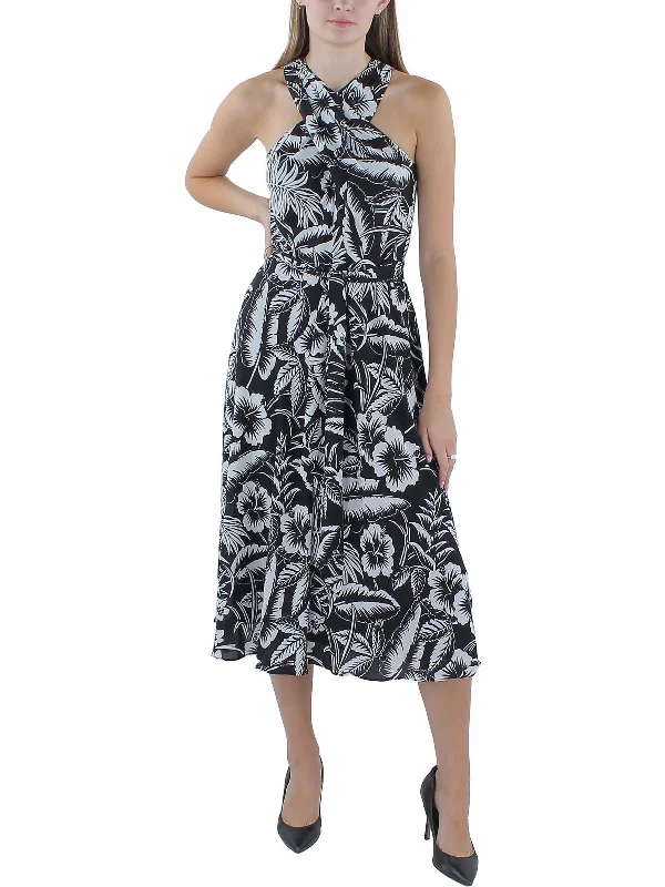 Casual Chic Clothing Womens Floral Print Georgette Halter Dress