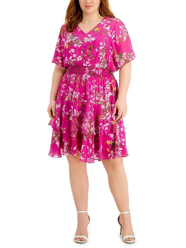 Everyday Women's Fashion Trends Plus Womens Floral Tiered Fit & Flare Dress