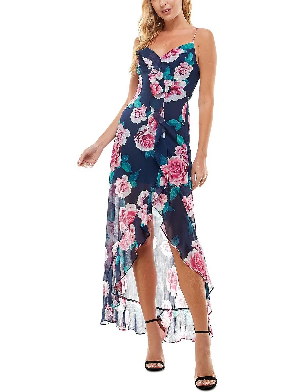 Unique Women's Fashion Pieces Juniors Womens Ruffled Surplice Maxi Dress