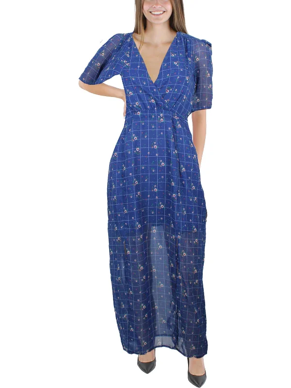 Women's Urban Clothing Womens Floral Print Tea-Length Maxi Dress