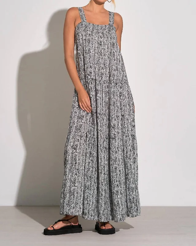 Timeless Classics Tank Straps Tiered Maxi Dress In Black/white