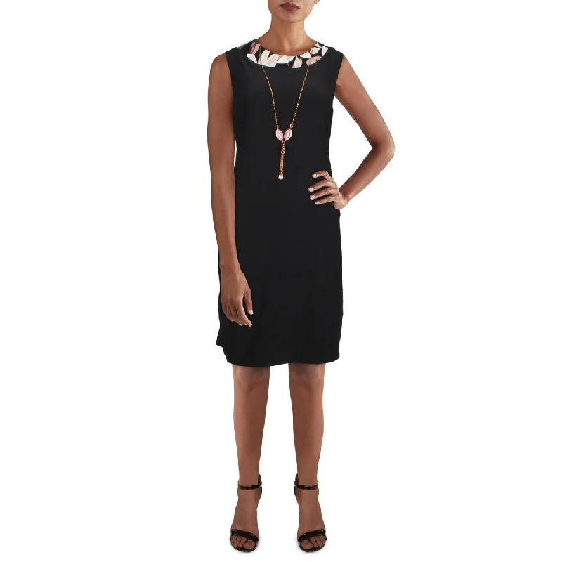 Contemporary Women's Clothing Petites Womens Knit Sleeveless Sheath Dress