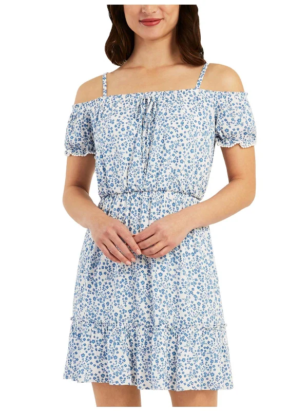 Women's Plus-Size Clothes Juniors Womens Floral Off-The-Shoulder Fit & Flare Dress