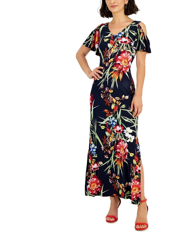 Women's Clothing for All Occasions Petites Womens Floral Print Maxi Maxi Dress