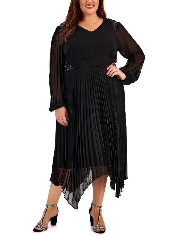 Affordable Online Boutiques Plus Womens Chiffon Pleated Maxi Dress