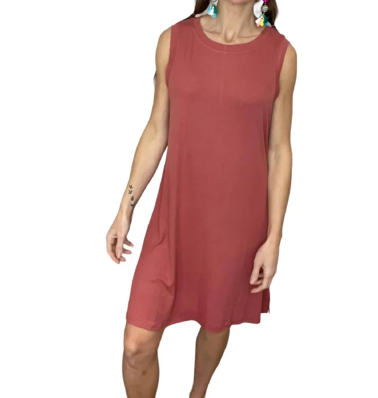Women's High-Fashion Garments Sleeveless Swing Dress In Sienna