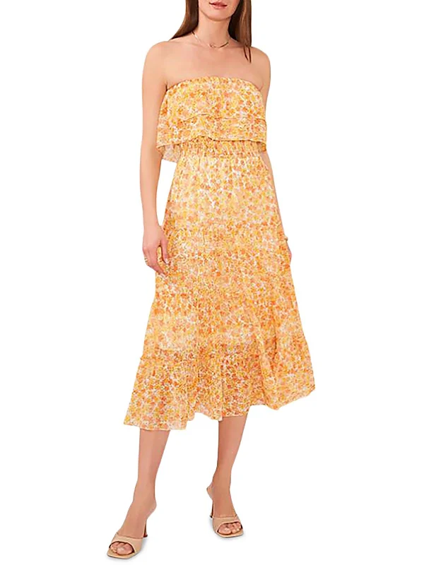 Women's Fashion Clothing Womens Floral Print Smocked Maxi Dress
