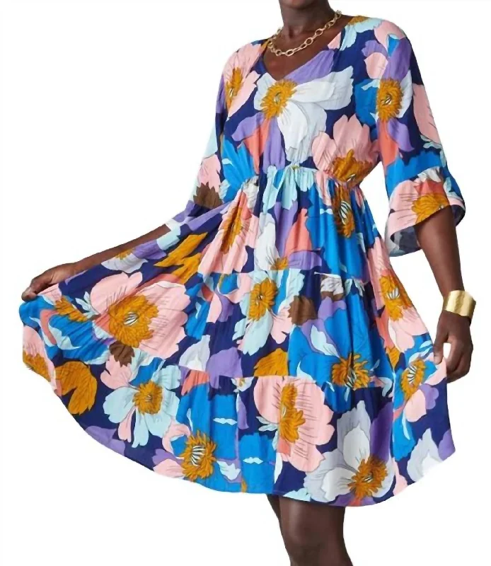 Chic Clothing For Women Biba Floral Print Swing Dress In Multicolor