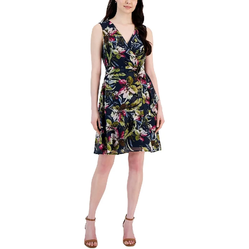 Hot Trends Womens Floral Print Above Knee Fit & Flare Dress