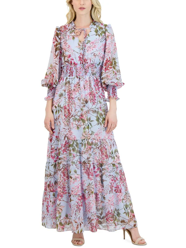 Women's Elegant Outfit Womens Chiffon Floral Maxi Dress