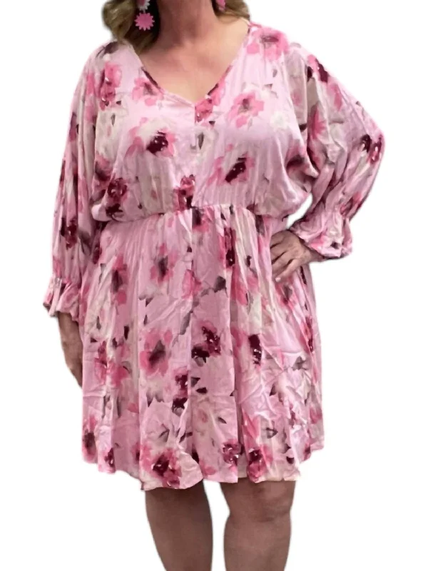 Boutique Dress Online Floral Boho Dress In Pink