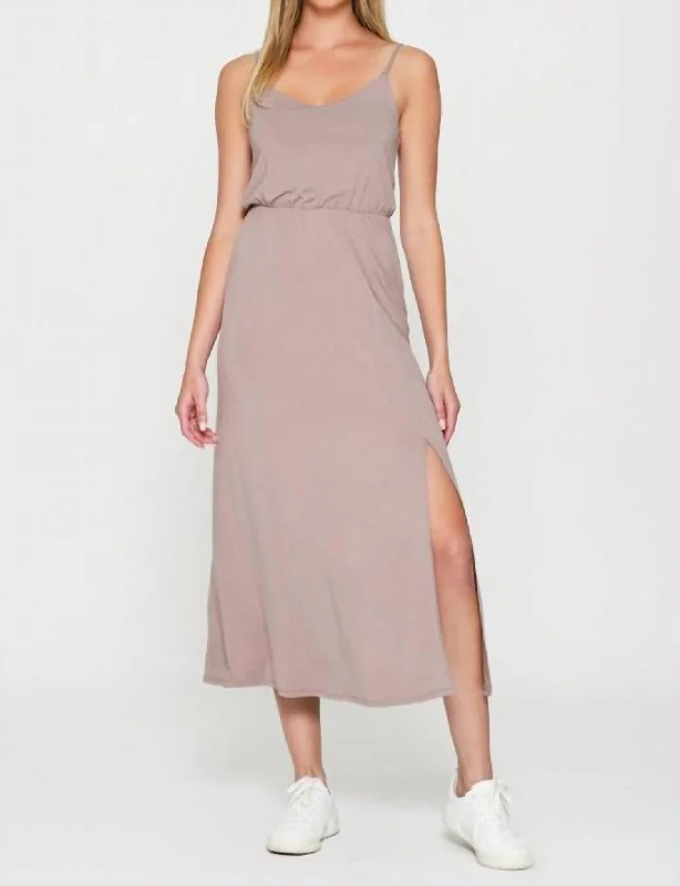Preppy Style Cabana Summer Maxi Dress In Stucco