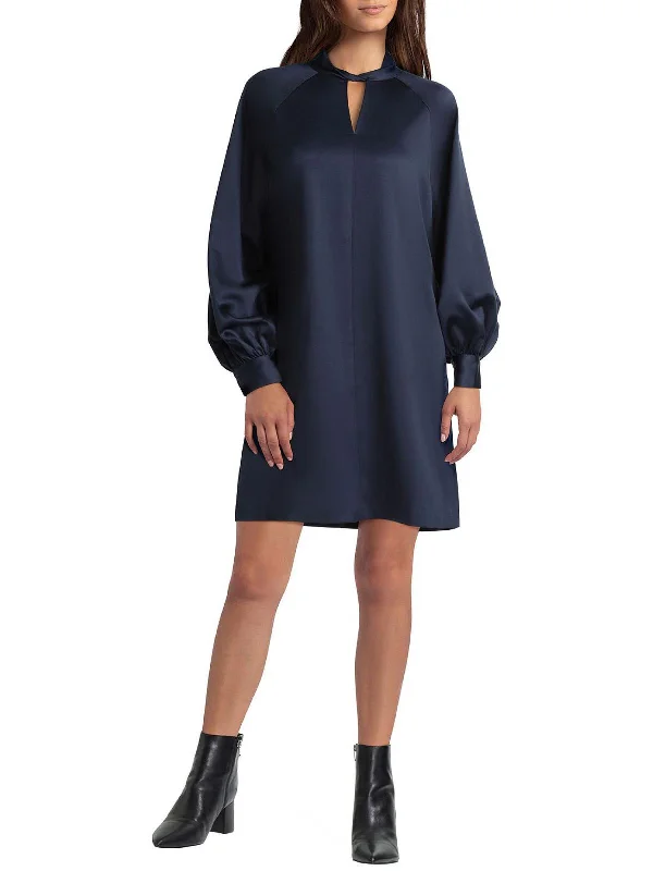 Vibrant Femme Fashion Womens Satin Short Tunic Dress