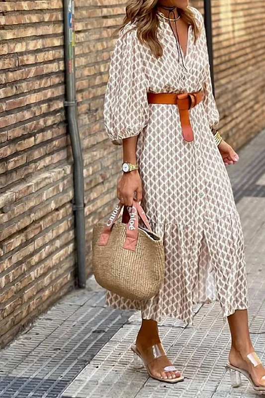 Women's Tailored Outfit Button Down Maxi Dress In Multi