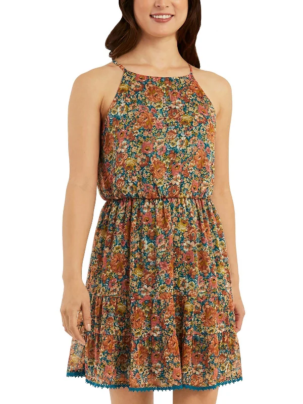 Online Clothing Boutiques Juniors Womens Chiffon Floral Halter Dress