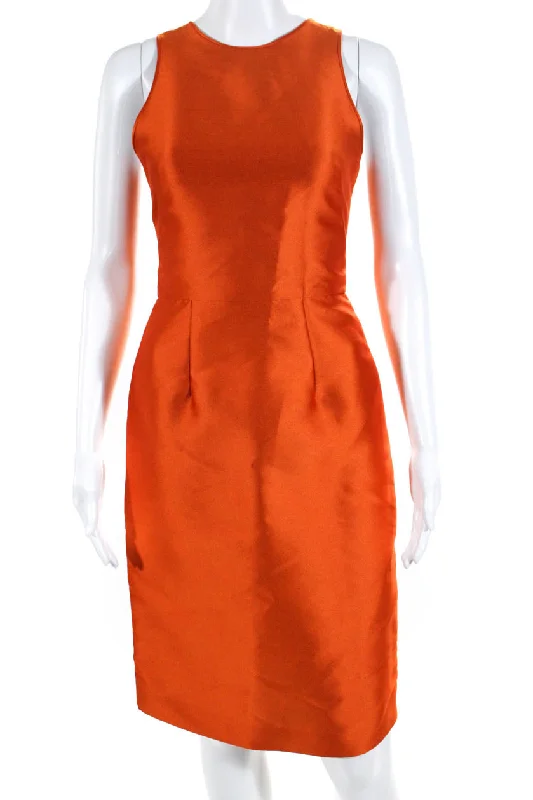 Women's Fashion Clothes Rafael Cennamo Womens Sleeveless Crew Neck Silk Sheath Dress Orange Women's Fashion Clothes Rafael Cennamo Womens Sleeveless Crew Neck Silk Sheath Dress Orange