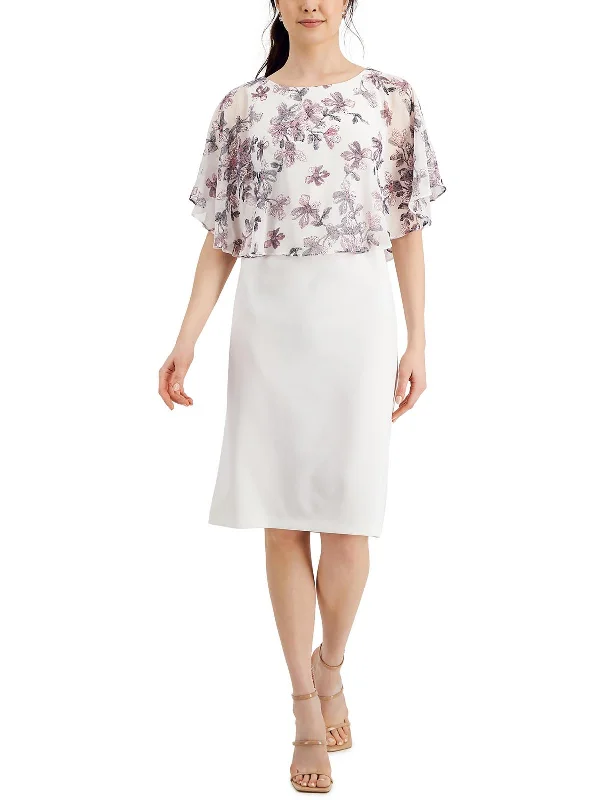 Fashionable Tops for Women Petites Womens Floral Print Knee Length Sheath Dress