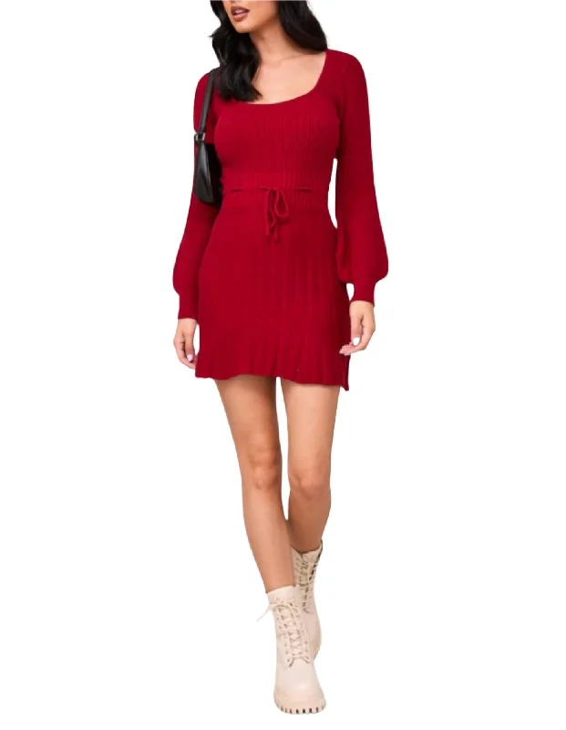 Women's Date Night Outfit Malbec Mini Sweater Dress In Burgundy