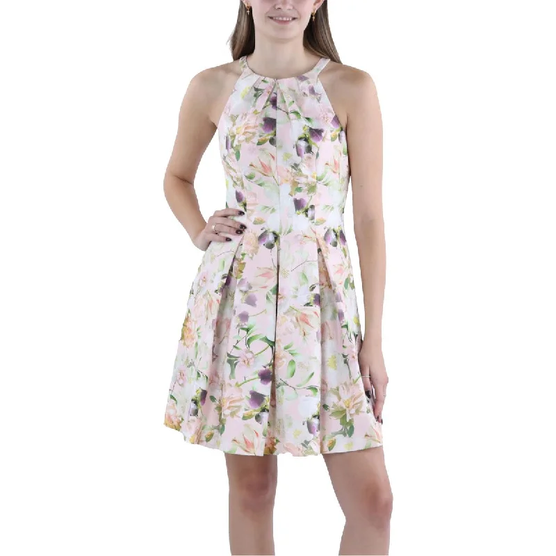 Women's Formal Event Outfit Womens Pleated Floral Print Fit & Flare Dress