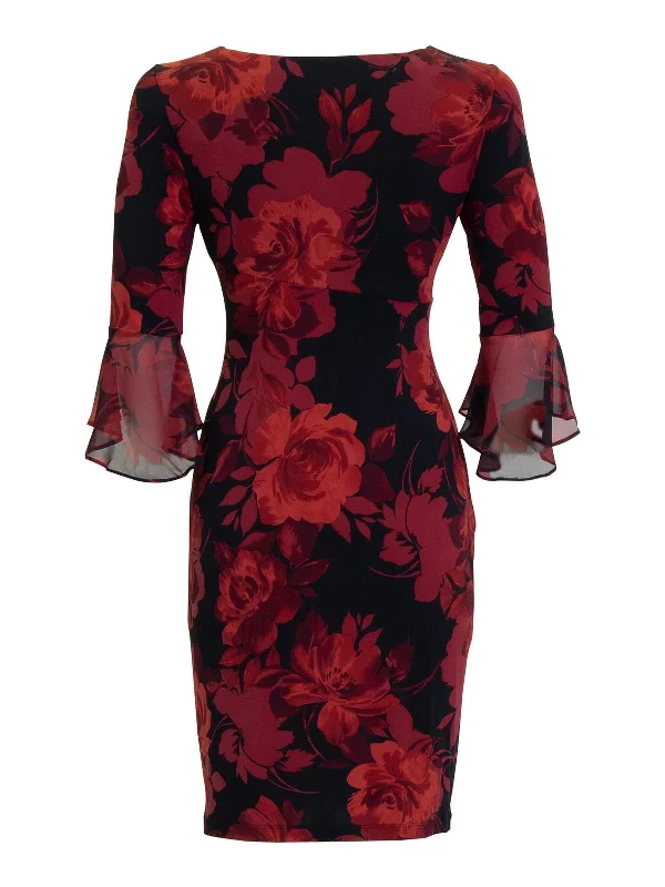 Modern Women's Fashion with Vintage Touches Womens Floral Short Sheath Dress
