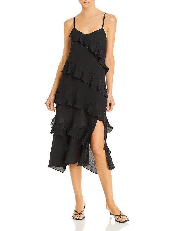 Women's Clothes For The Office Kristina Womens Ruffled Split Hem Maxi Dress
