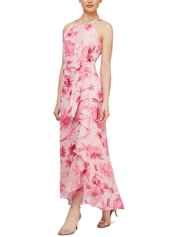 Clothes Of Woman Womens Floral Ruffled Maxi Dress