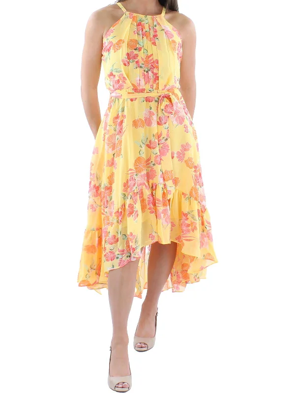 Online Clothing Stores Womens Floral Print Pleated Halter Dress