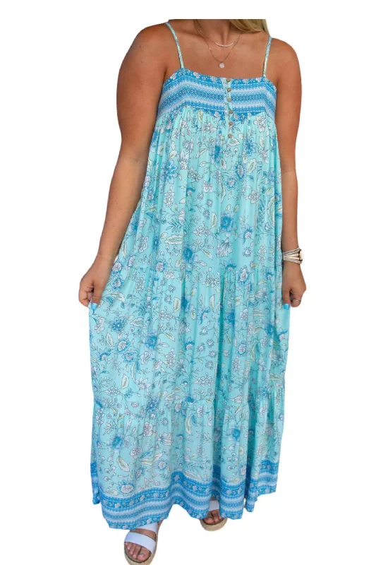Bundle Offer Blooming Perfection Maxi Dress In Aqua Blue