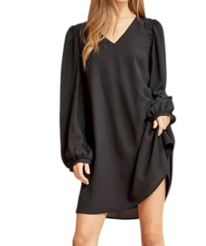Women's Formal Clothes Flowy Woven Dress In Black