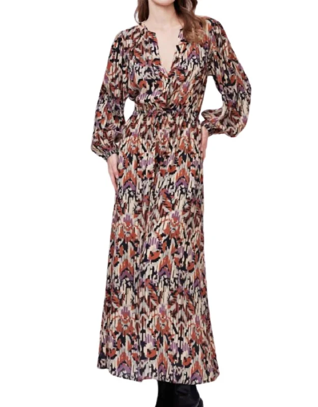 Outfits For Girls Chloe Abstract Print Maxi Dress In Brown