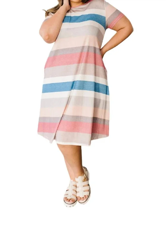 High End Fashion Simple Moments Striped T Shirt Dress In Multi