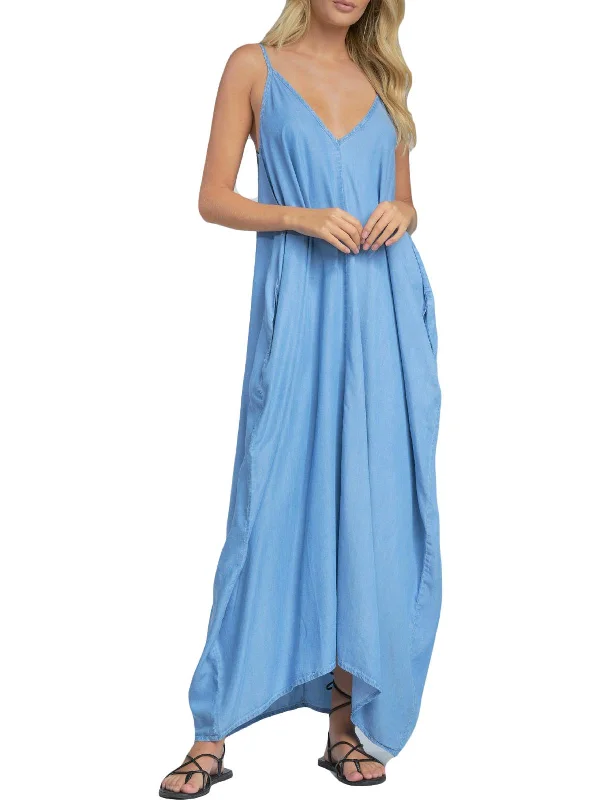 Women's Urban Clothing Spag Womens Chambray Sleeveless Maxi Dress