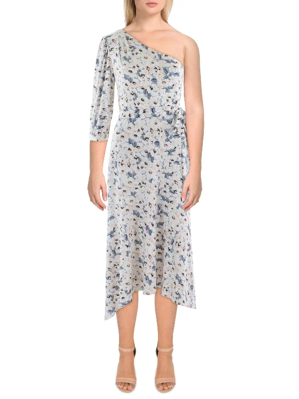 Clothes Women Womens Floral Print One-Shoulder Maxi Dress