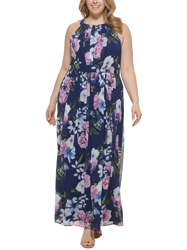 Online Boutique Stores Plus Womens Floral Halter Maxi Dress