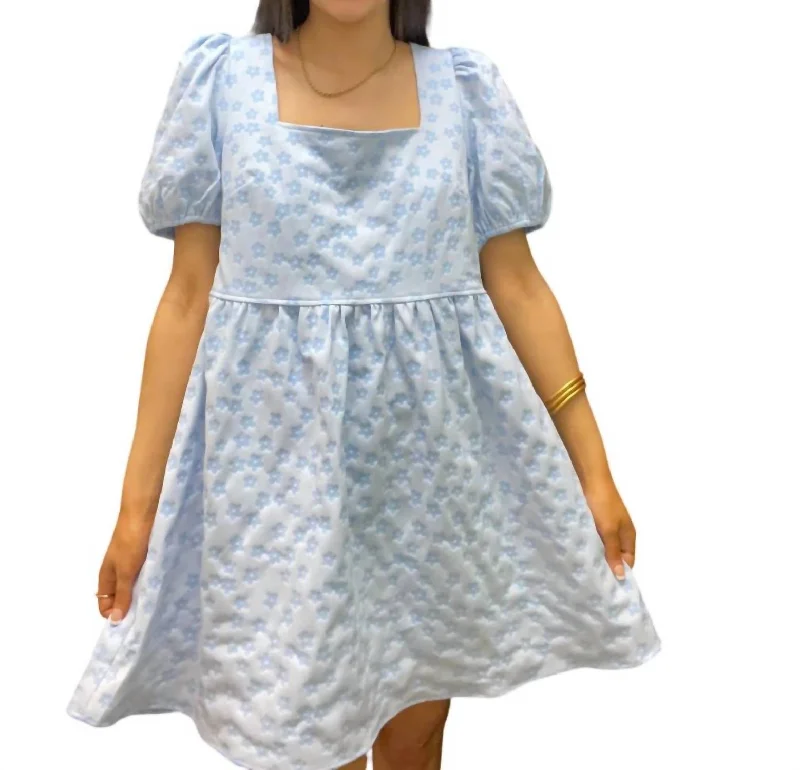 Fashion Essentials Bella Floral Babydoll Dress In Blue