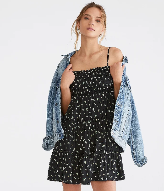 Fashionable Dresses for Women Aeropostale Floral Square-Neck Babydoll Dress