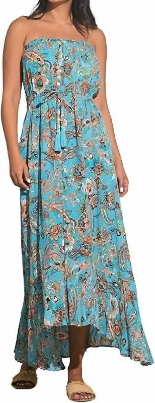 Outfits Ideas Strapless Maxi Dress In Turquoise Floral