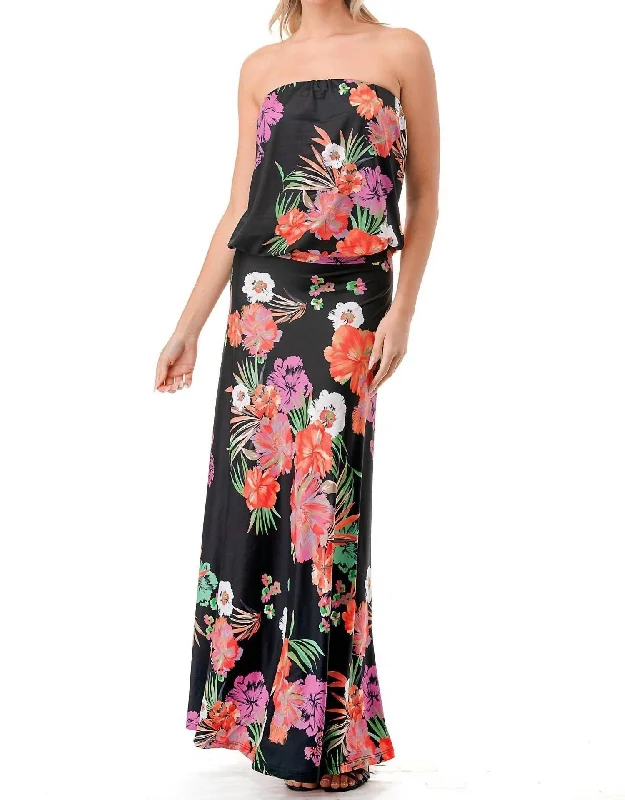 Vintage Women's Fashion Vava Anouk Tube Long Dress In Summer Floral