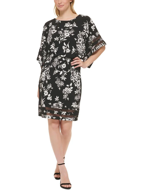 Women's Plus-Size Casual Outfit Petites Womens Floral Print Polyester Sheath Dress