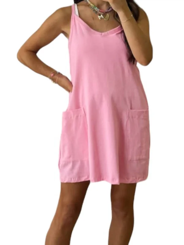 Women's Office Outfit Jersey Romper Dress In Pink